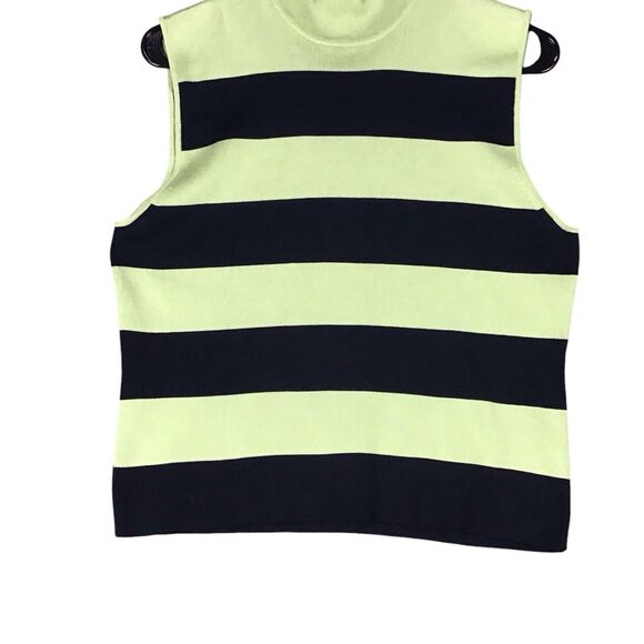 Carlisle Women’s XL Sleeveless Striped Mock Neck Top Green Black Silk Blend - Picture 5 of 9